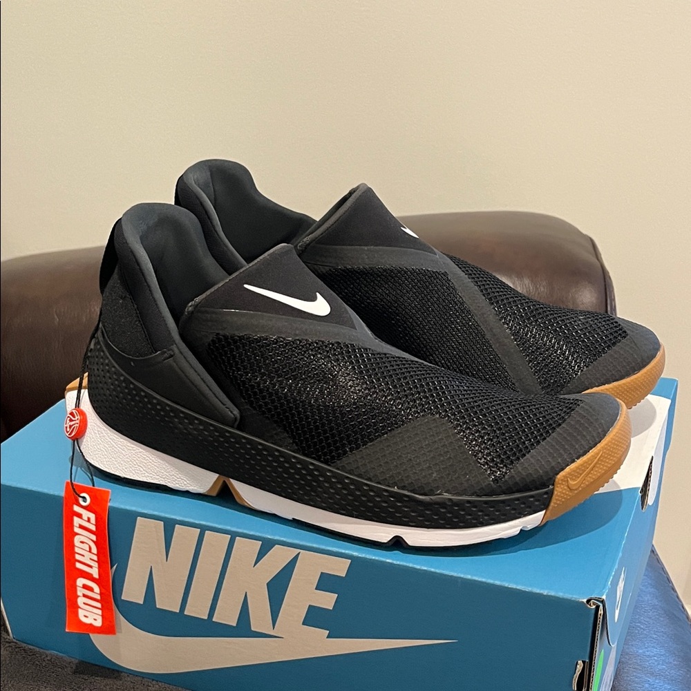 Nike Men's Black and White Slip-On Sneakers | Nike Go Flyease Size 9.5